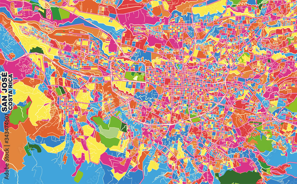 San José, San José, Costa Rica, colorful vector map