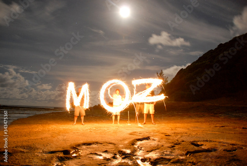 Playing with light at night, Ponta do Ouro, Mozambique photo