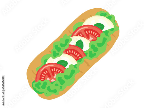 カプレーゼサンドイッチのイラスト