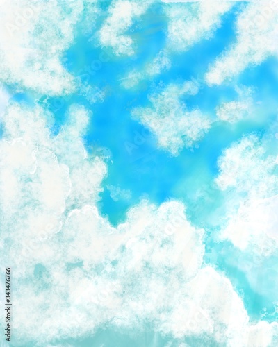 Illustration of cloudy sky, blue sky, cloud