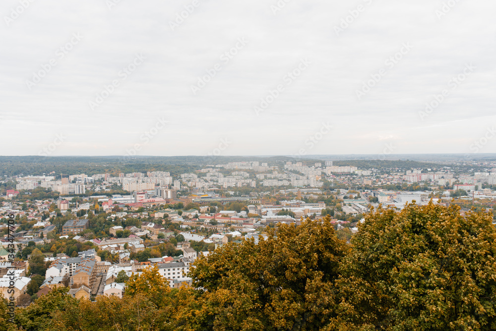 Lviv, Ukraine. October 2019. View of the city from the castle hill
