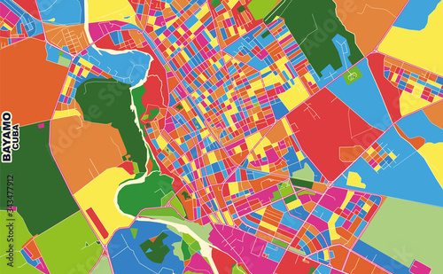 Foto Bayamo, Granma, Cuba, colorful vector map
