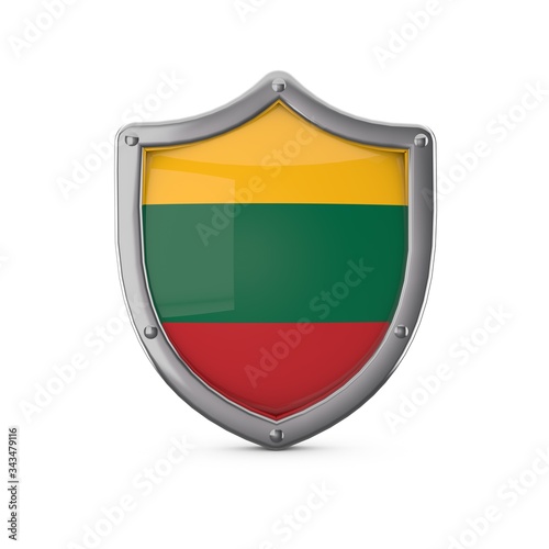 Lithuania security concept. Metal shield shape with national flag Free Download Lithuania security concept. Metal shield shape with national flag - GFXLoad