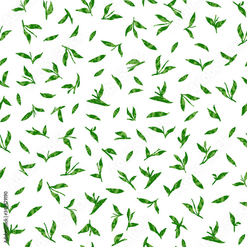 Seamless pattern with small leaves on white background