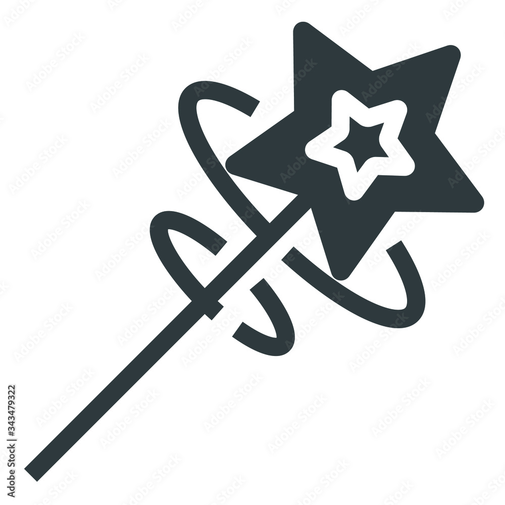 Magic wand black icon on white background Magic wand black icon on white background