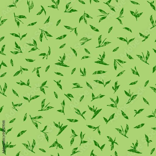 Seamless pattern with small leaves on white background