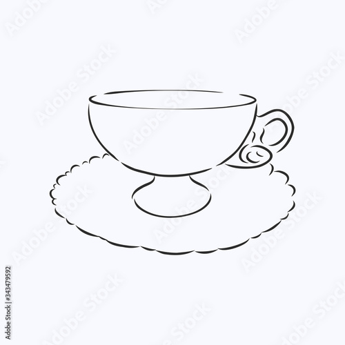Vector sketch of tea cup, vector sketch illustration