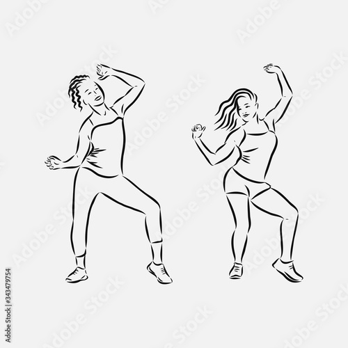 zumba dancers illustration . Zumba, Zumba dancers, fitness, dancer, vector sketch illustration