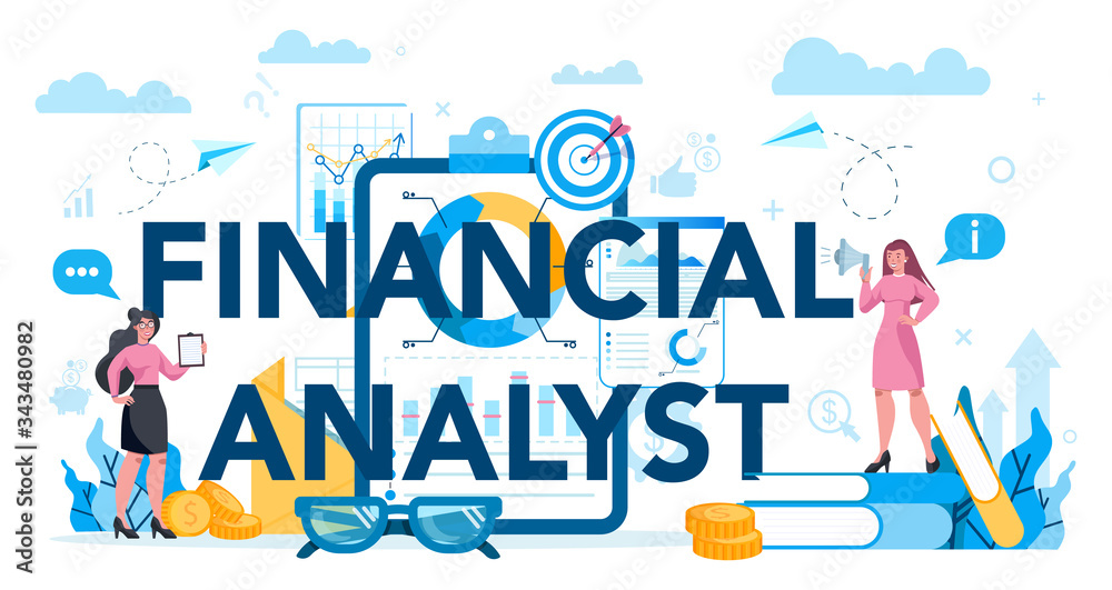 Financial analyst or consultant typographic header concept. Business Financial analyst or consultant typographic header concept. Business