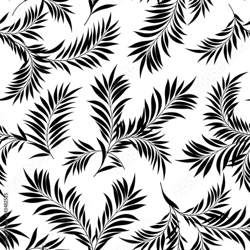 Beautiful tropical plant seamless pattern illustration,