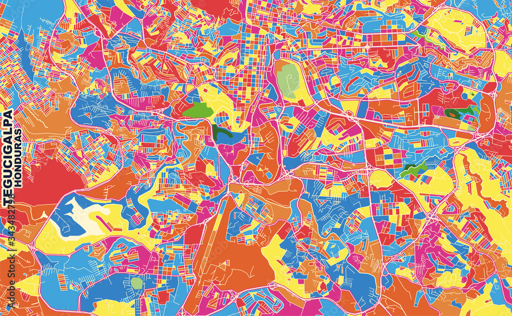 Tegucigalpa, Francisco Morazán, Honduras, colorful vector map