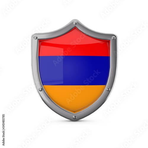Free Download Armenia security concept. Metal shield shape with national flag - GFXLoad