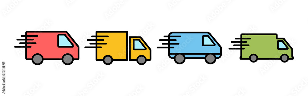 Delivery Icons set. Fast Delivery Icon. Fast shipping delivery truck. Truck icon delivery Delivery Icons set. Fast Delivery Icon. Fast shipping delivery truck. Truck icon delivery