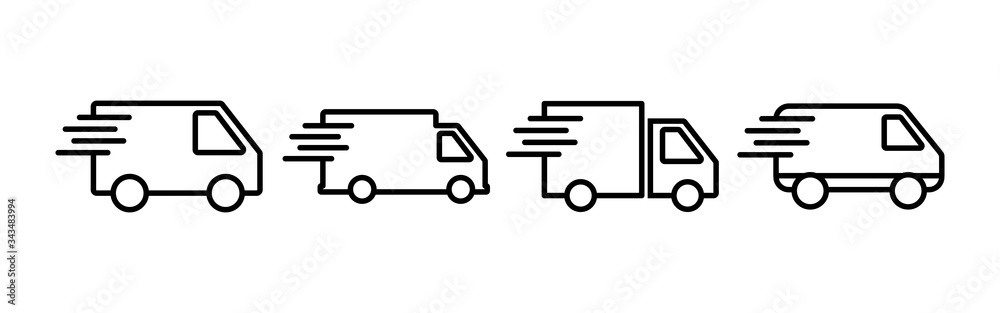 Delivery Icons set. Fast Delivery Icon. Fast shipping delivery truck. Truck icon delivery