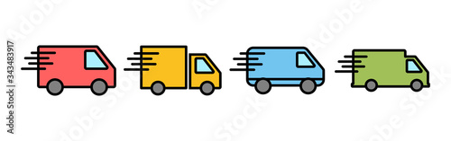 Delivery Icons set. Fast Delivery Icon. Fast shipping delivery truck. Truck icon delivery