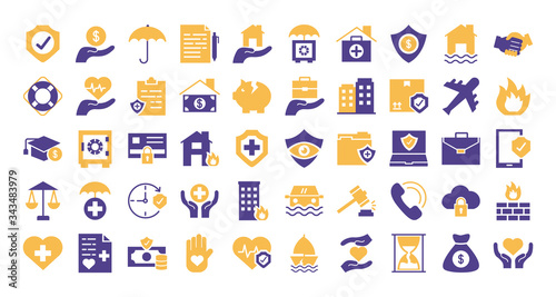 bundle of insurance set icons