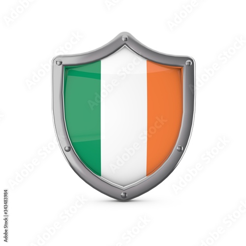 Free Download Ireland security concept. Metal shield shape with national flag - GFXLoad