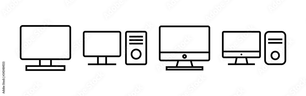 Computer icons set. PC Icon vector. Computer monitor icon. Flat PC symbol Computer icons set. PC Icon vector. Computer monitor icon. Flat PC symbol