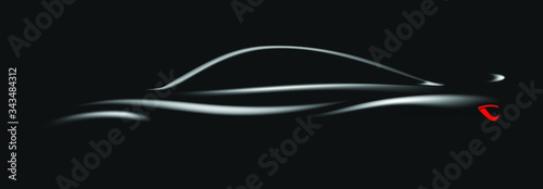 silhouette of black sports car on black backgroud