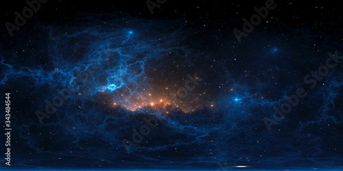Fototapeta Naklejka Na Ścianę i Meble -  360 degree stellar system and nebula. Panorama, environment 360° HDRI map (15000x7500). Equirectangular projection, spherical panorama