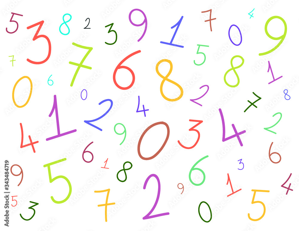 Background of numbers mixed (pattern) Hand drawn
