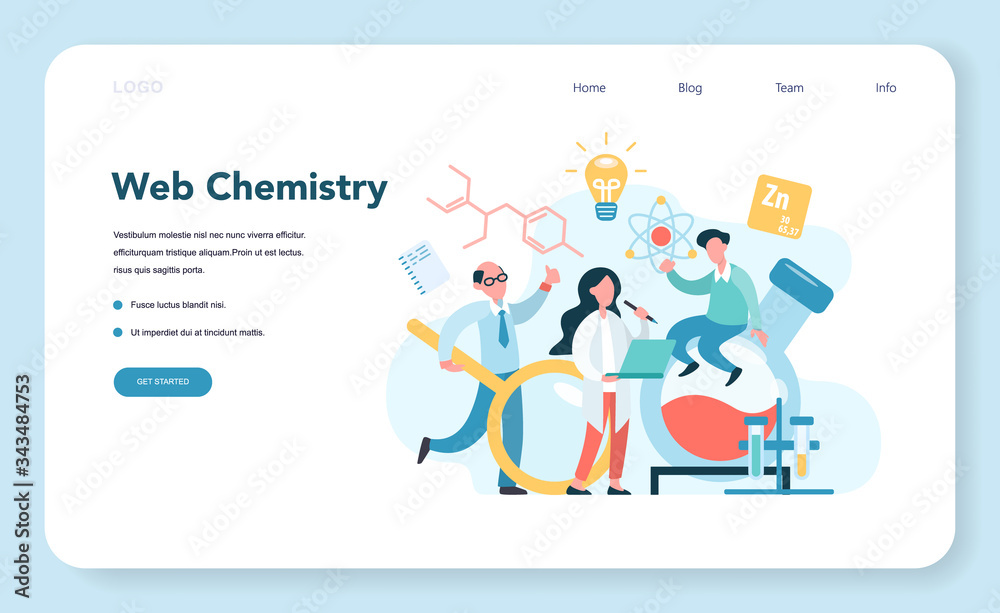 Chemistry studying on webinar or course web banner or landing page Chemistry studying on webinar or course web banner or landing page
