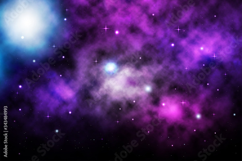 Space galaxy background with shining stars and nebula, Vector cosmos with colorful milky way, Galaxy at starry night, Vector illustration © Anlomaja