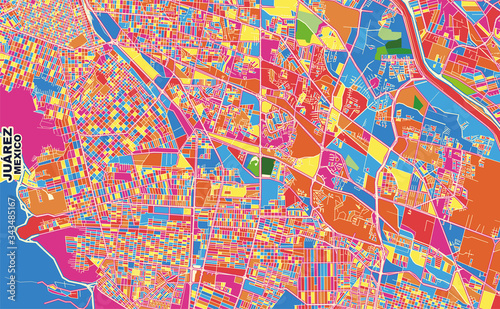 Ju  rez  Chihuahua  Mexico  colorful vector map