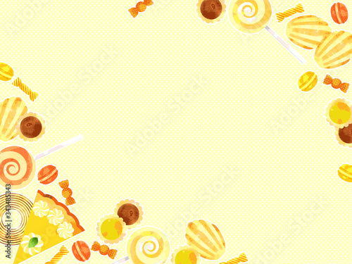黄色い焼き菓子のイラスト背景