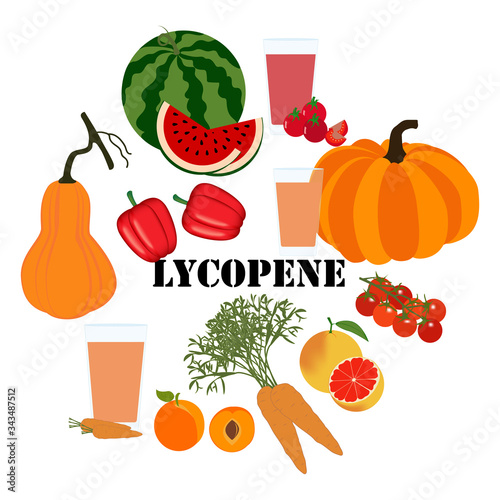 Lycopene healthy nutrient rich food vector illustration