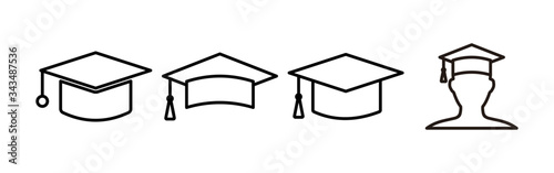 Education icons set vector. Graduation cap icon. Graduate. Students cap