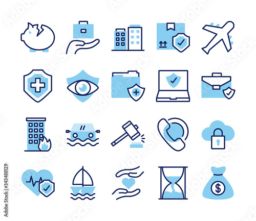 bundle of insurance set icons
