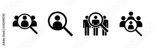 Hiring icons set. Human resources concept. Recruitment. Search job vacancy icon. Hire. Find people icon photo