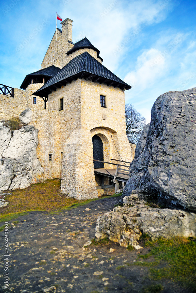 old castle on the hill in Bobolice