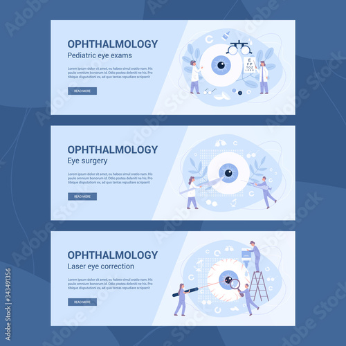 Ophthalmology clinic header banner concept set. Idea of eye and