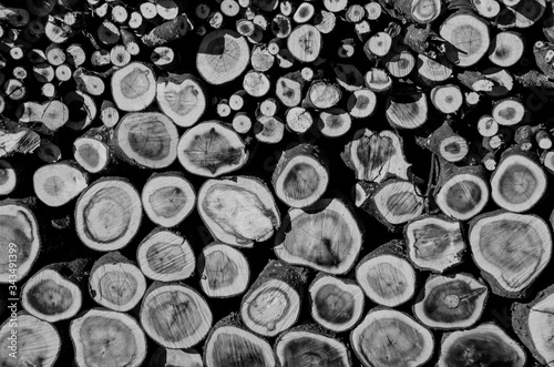 Texture of woodpile firewood  winter