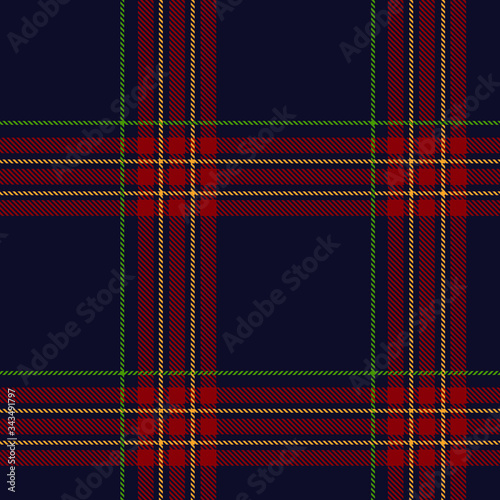 Classic Plaid Tartan (Navy Blue, Yellow, green, red) Seamless Pattern for shirt printing,clothes, dresses, tablecloths, blankets, bedding, paper,quilt,fabric or textile products. Vector illustration