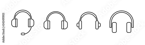 Headphone icons set. Headphone vector icon. Call us. Contact us