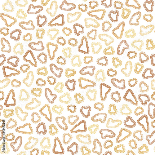 Seamless pattern with gold abstract shapes on a white background