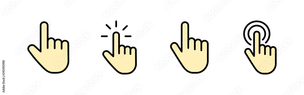 Hand cursor icons set. Hand click icon. Finger pointer isolated vector Hand cursor icons set. Hand click icon. Finger pointer isolated vector