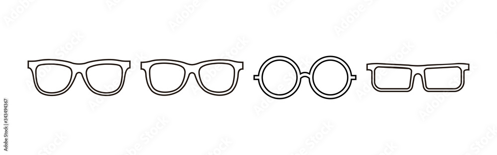 Glasses icons set vector. Stylish Eyeglasses. Glasses icon. Optical concept Glasses icons set vector. Stylish Eyeglasses. Glasses icon. Optical concept