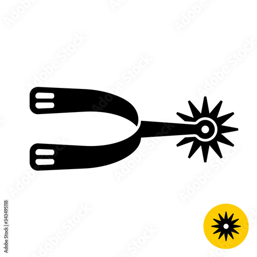 Cowboy horse riding spur for boot icon with star shape sharp disk. photo