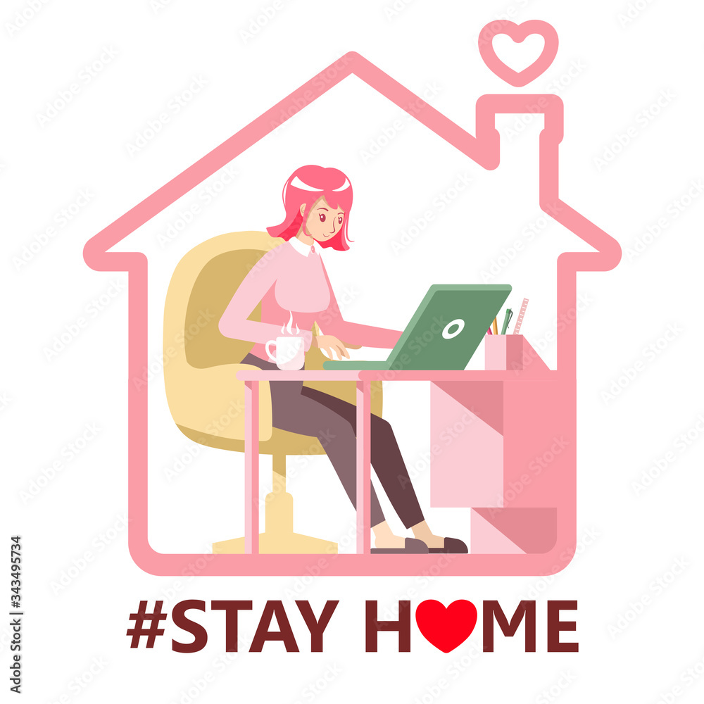 Young Girl people freelancers working on laptop or computer at home in quarantine.Remote work from home during covid-19. Young Girl people freelancers working on laptop or computer at home in quarantine.Remote work from home during covid-19.