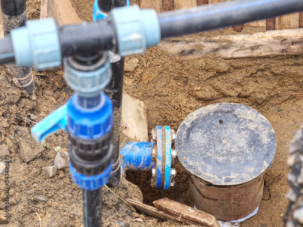 PVC Water Pipe in soil, Water System for family house.
