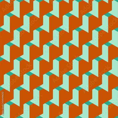 Geometric seamless patterns oranges and teals. Abstract contemporary modern trendy vector illustration.