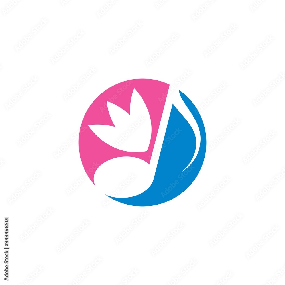 music note with lotus flower concept vector illustration logo icon music note with lotus flower concept vector illustration logo icon