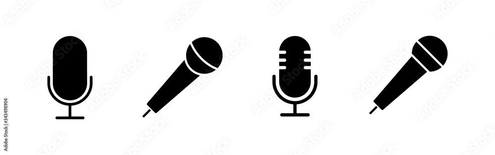 Microphone Icons set. Mic sign. Karaoke microphone icon. Broadcast mic sign Microphone Icons set. Mic sign. Karaoke microphone icon. Broadcast mic sign