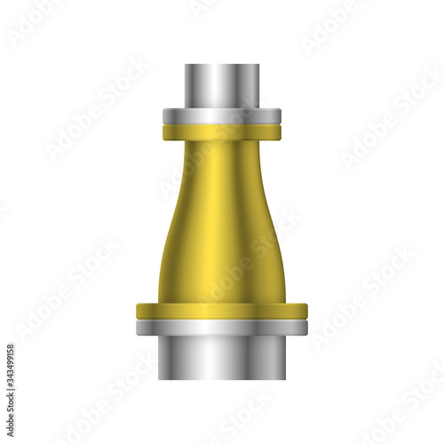 Pipe vector. Connection by flange fitting. For pipeline construction to transport liquid or gas in industry i.e. crude, oil, natural gas. Also water supply infrastructure in plumbing and irrigation.
