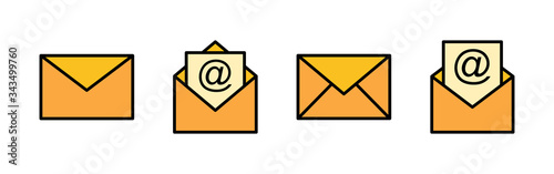 Mail icons set. E-mail icon. Envelope illustration. Message