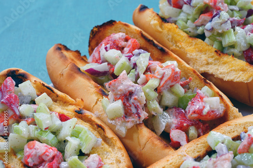 A platter of lobster salad rolls photo